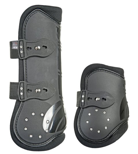 HKM Diamond Tendon & Fetlock Boots Set Black Cob/Full – Crystals – New With Tags 4