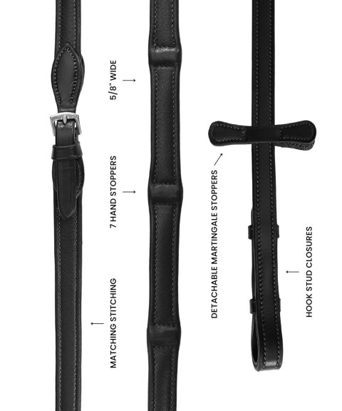 Leather Reins with hand stoppers-New