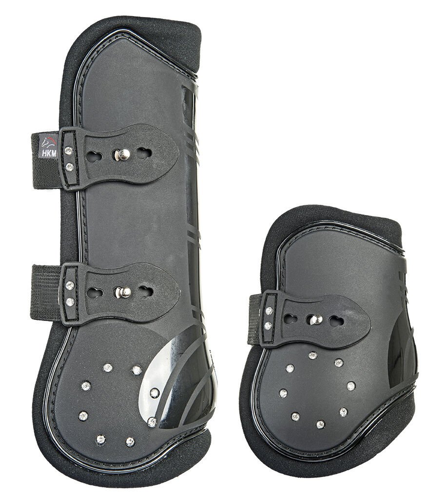 HKM Diamond Tendon & Fetlock Boots Set Black Cob/Full – Crystals – New With Tags